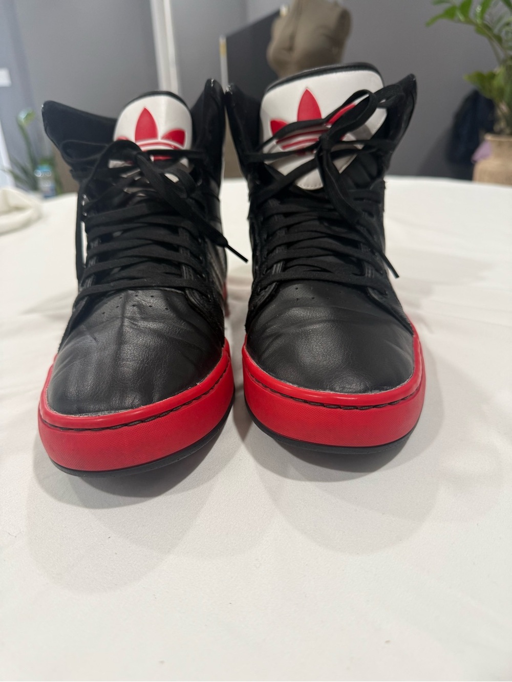 adidas Black and Red High-Top Sneakers